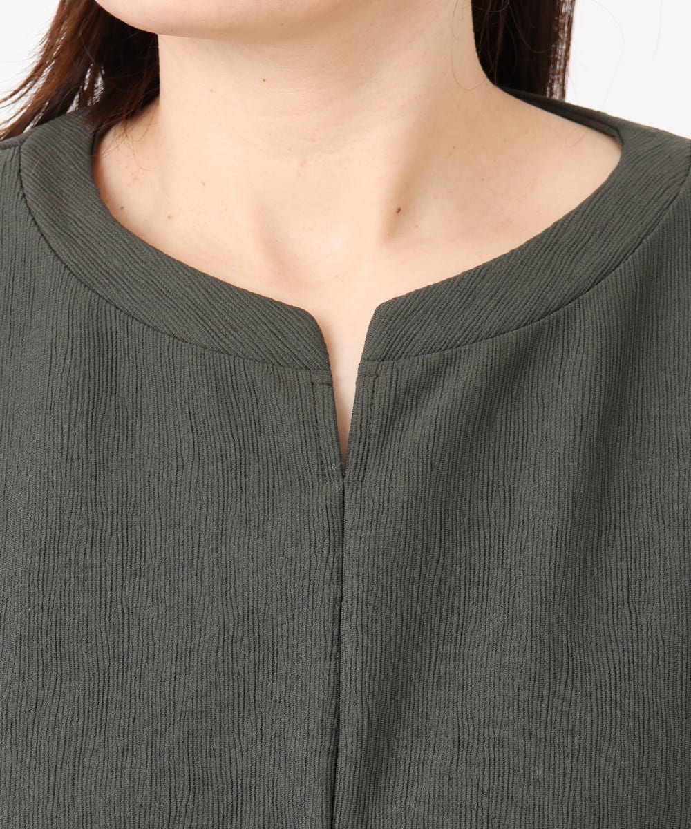 OLEAD21119 eur3(エウルキューブ) 【大きいサイズ/LAVEANGE×eur3】タックジャージーワンピース カーキ(36)