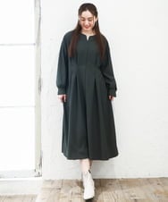 OLEAD21119 eur3(エウルキューブ) 【大きいサイズ/LAVEANGE×eur3】タックジャージーワンピース カーキ(36)