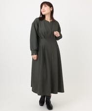 OLEAD21119 eur3(エウルキューブ) 【大きいサイズ/LAVEANGE×eur3】タックジャージーワンピース カーキ(36)
