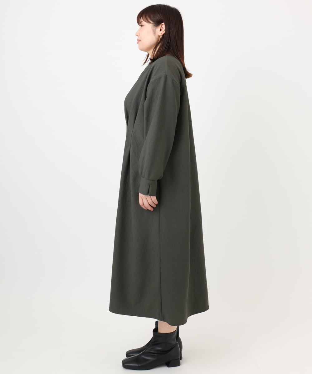 OLEAD21119 eur3(エウルキューブ) 【大きいサイズ/LAVEANGE×eur3】タックジャージーワンピース カーキ(36)