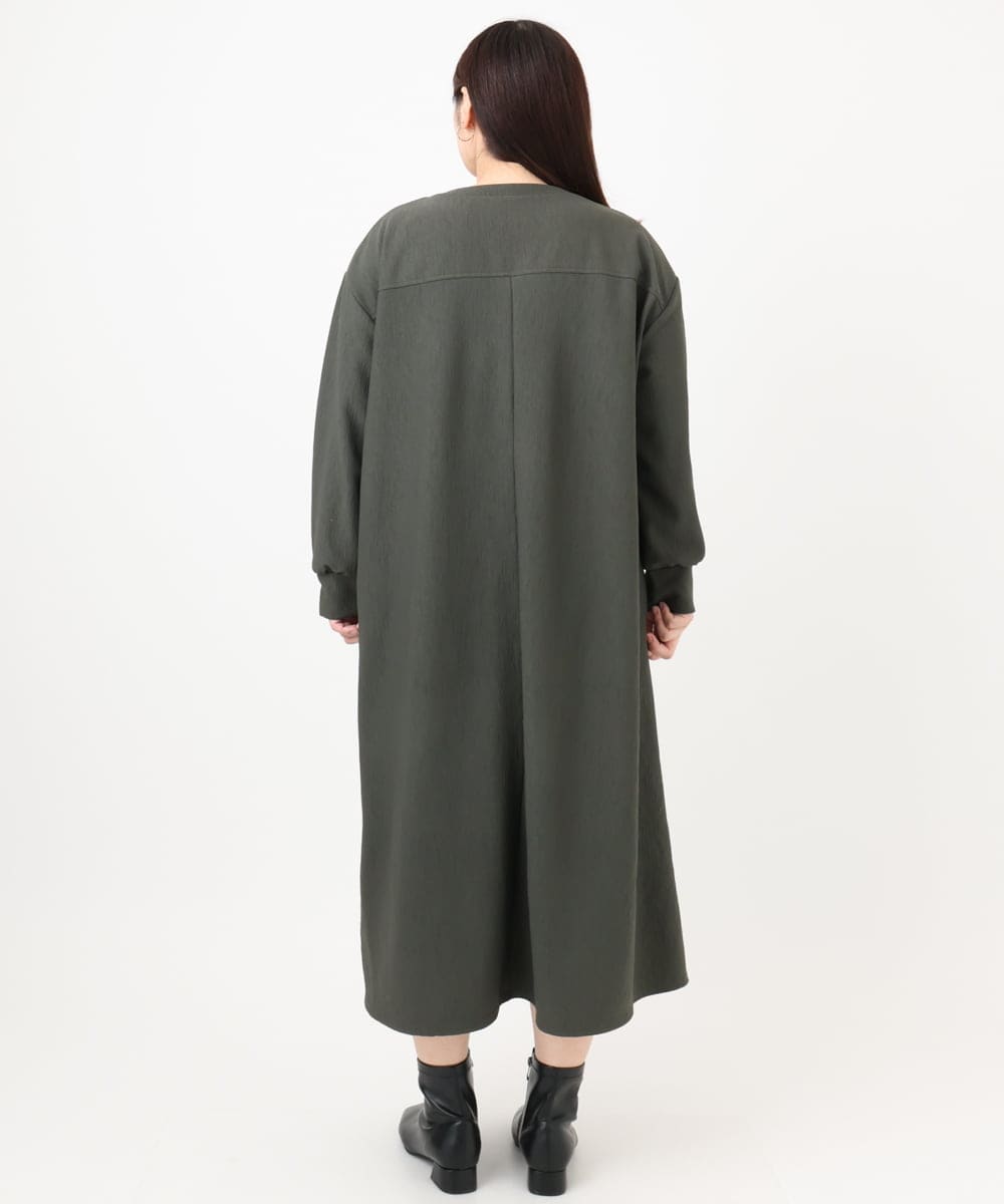 OLEAD21119 eur3(エウルキューブ) 【大きいサイズ/LAVEANGE×eur3】タックジャージーワンピース カーキ(36)