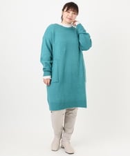OLEAD22119 eur3(エウルキューブ) 【WEB先行販売】【大きいサイズ/LAVEANGE×eur3】アンゴラタッチニットチュニックワンピース グリーン(35)