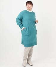 OLEAD22119 eur3(エウルキューブ) 【WEB先行販売】【大きいサイズ/LAVEANGE×eur3】アンゴラタッチニットチュニックワンピース グリーン(35)