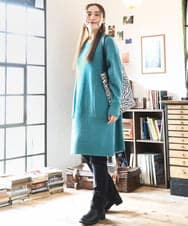 OLEAD22119 eur3(エウルキューブ) 【WEB先行販売】【大きいサイズ/LAVEANGE×eur3】アンゴラタッチニットチュニックワンピース グリーン(35)