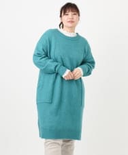 OLEAD22119 eur3(エウルキューブ) 【WEB先行販売】【大きいサイズ/LAVEANGE×eur3】アンゴラタッチニットチュニックワンピース グリーン(35)