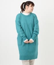 OLEAD22119 eur3(エウルキューブ) 【WEB先行販売】【大きいサイズ/LAVEANGE×eur3】アンゴラタッチニットチュニックワンピース グリーン(35)