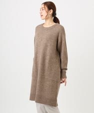 OLEAD22119 eur3(エウルキューブ) 【WEB先行販売】【大きいサイズ/LAVEANGE×eur3】アンゴラタッチニットチュニックワンピース モカ(84)