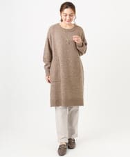 OLEAD22119 eur3(エウルキューブ) 【WEB先行販売】【大きいサイズ/LAVEANGE×eur3】アンゴラタッチニットチュニックワンピース モカ(84)