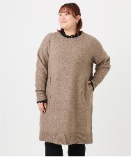 OLEAD22119 eur3(エウルキューブ) 【WEB先行販売】【大きいサイズ/LAVEANGE×eur3】アンゴラタッチニットチュニックワンピース モカ(84)