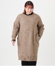 OLEAD22119 eur3(エウルキューブ) 【WEB先行販売】【大きいサイズ/LAVEANGE×eur3】アンゴラタッチニットチュニックワンピース モカ(84)