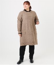 OLEAD22119 eur3(エウルキューブ) 【WEB先行販売】【大きいサイズ/LAVEANGE×eur3】アンゴラタッチニットチュニックワンピース モカ(84)