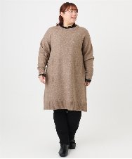 OLEAD22119 eur3(エウルキューブ) 【WEB先行販売】【大きいサイズ/LAVEANGE×eur3】アンゴラタッチニットチュニックワンピース モカ(84)