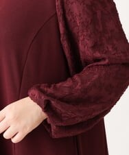 OLEAV11139 eur3(エウルキューブ) 【大きいサイズ】袖ジャガードデザインワンピース ワイン(77)