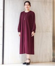 OLEAV11139 eur3(エウルキューブ) 【大きいサイズ】袖ジャガードデザインワンピース ワイン(77)