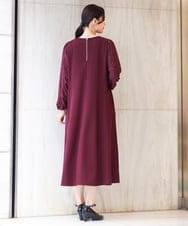 OLEAV11139 eur3(エウルキューブ) 【大きいサイズ】袖ジャガードデザインワンピース ワイン(77)