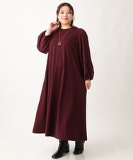 OLEAV11139 eur3(エウルキューブ) 【大きいサイズ】袖ジャガードデザインワンピース ワイン(77)