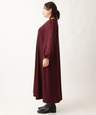 OLEAV11139 eur3(エウルキューブ) 【大きいサイズ】袖ジャガードデザインワンピース ワイン(77)