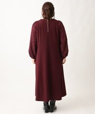 OLEAV11139 eur3(エウルキューブ) 【大きいサイズ】袖ジャガードデザインワンピース ワイン(77)