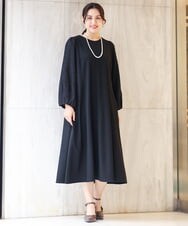 OLEAV11139 eur3(エウルキューブ) 【大きいサイズ】袖ジャガードデザインワンピース ブラック(94)