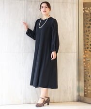 OLEAV11139 eur3(エウルキューブ) 【大きいサイズ】袖ジャガードデザインワンピース ブラック(94)