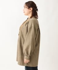 OLEAV25099 eur3(エウルキューブ) 【大きいサイズ/soso×eur3】キルト切り替えチュニックブラウス カーキ(36)
