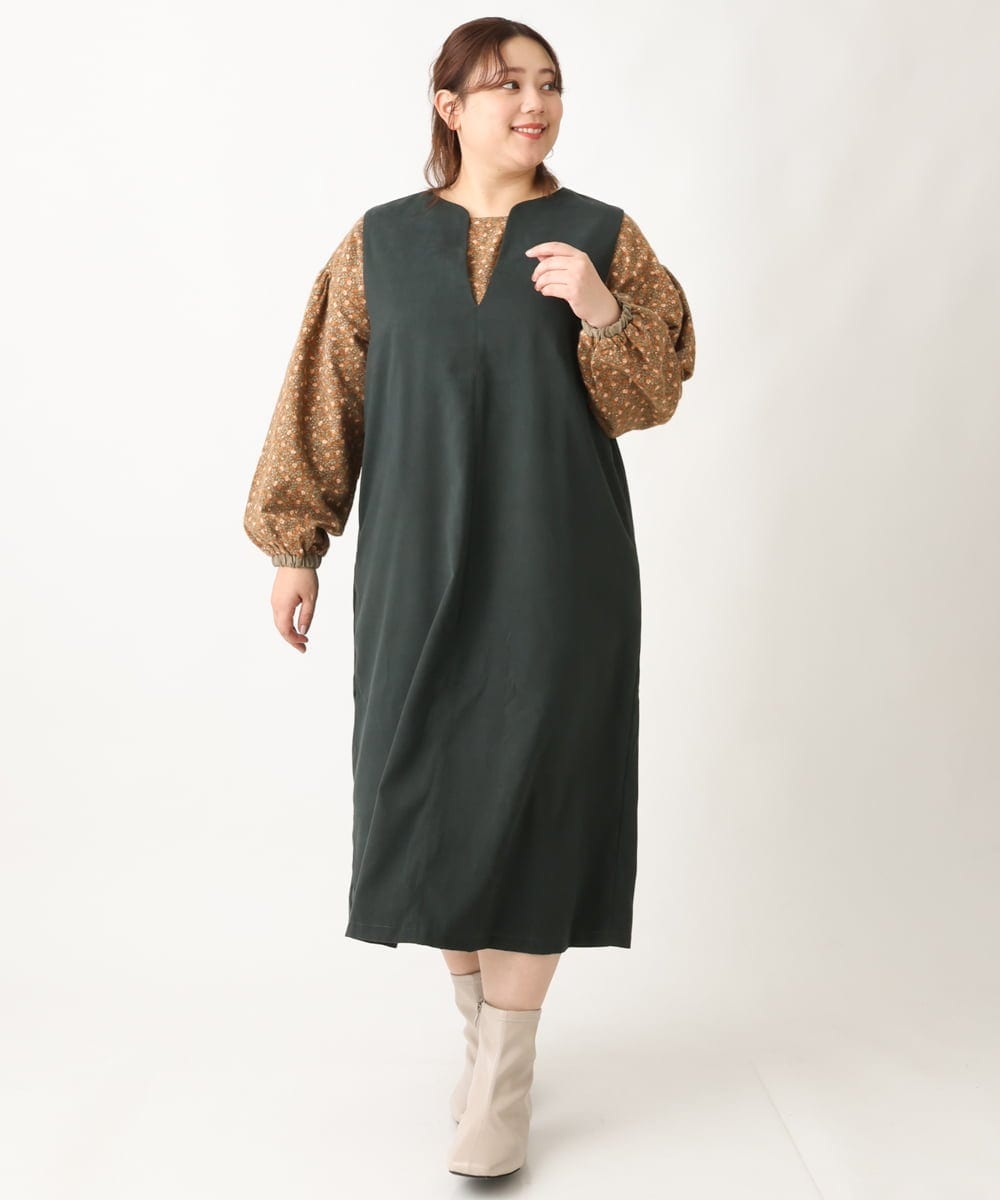 OLEAV26139 eur3(エウルキューブ) 【大きいサイズ/soso×eur3】ジャンパースカート グリーン(35)
