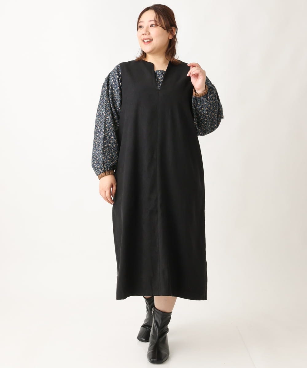 OLEAV26139 eur3(エウルキューブ) 【大きいサイズ/soso×eur3】ジャンパースカート ブラック(94)