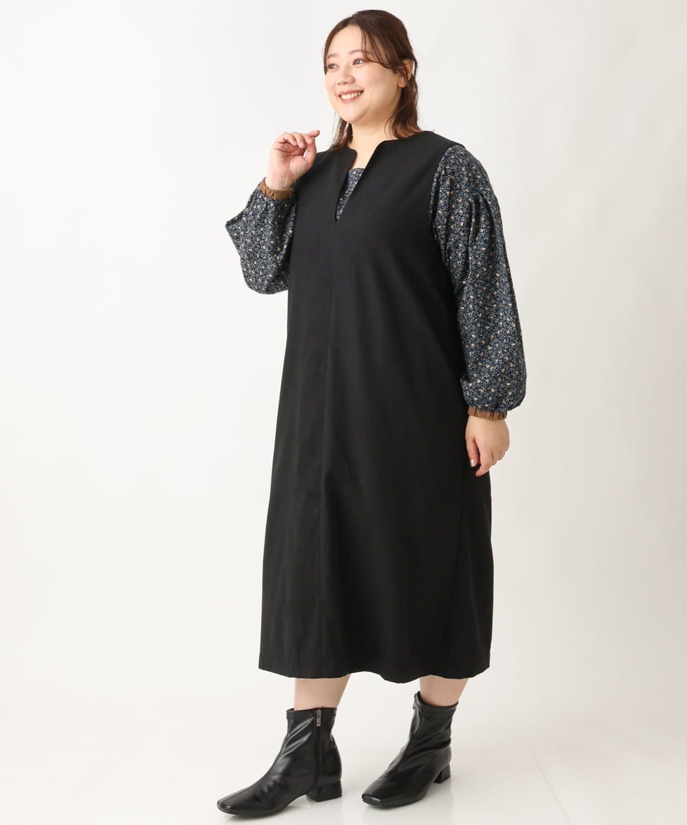 OLEAV26139 eur3(エウルキューブ) 【大きいサイズ/soso×eur3】ジャンパースカート ブラック(94)