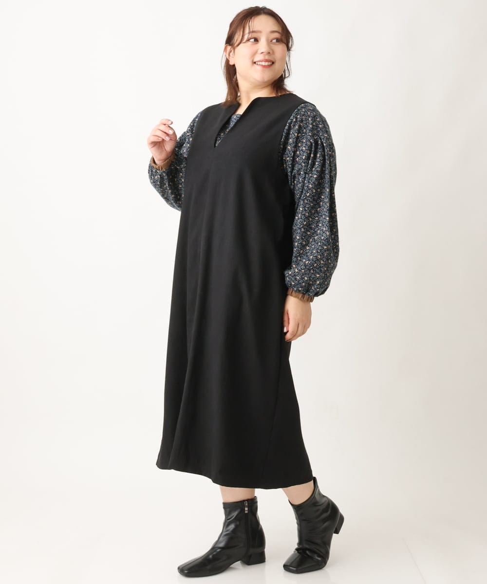 OLEAV26139 eur3(エウルキューブ) 【大きいサイズ/soso×eur3】ジャンパースカート ブラック(94)