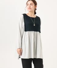 OLEBA07109 eur3(エウルキューブ) 【大きいサイズ/2way】ツイードコンビチュニック ネイビー(57)