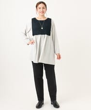 OLEBA07109 eur3(エウルキューブ) 【大きいサイズ/2way】ツイードコンビチュニック ネイビー(57)