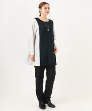 OLEBA07109 eur3(エウルキューブ) 【大きいサイズ/2way】ツイードコンビチュニック ネイビー(57)