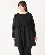 OLEBA07109 eur3(エウルキューブ) 【大きいサイズ/2way】ツイードコンビチュニック ブラック(94)