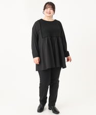 OLEBA07109 eur3(エウルキューブ) 【大きいサイズ/2way】ツイードコンビチュニック ブラック(94)