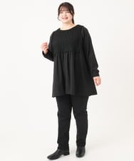 OLEBA07109 eur3(エウルキューブ) 【大きいサイズ/2way】ツイードコンビチュニック ブラック(94)