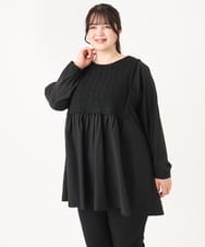 OLEBA07109 eur3(エウルキューブ) 【大きいサイズ/2way】ツイードコンビチュニック ブラック(94)