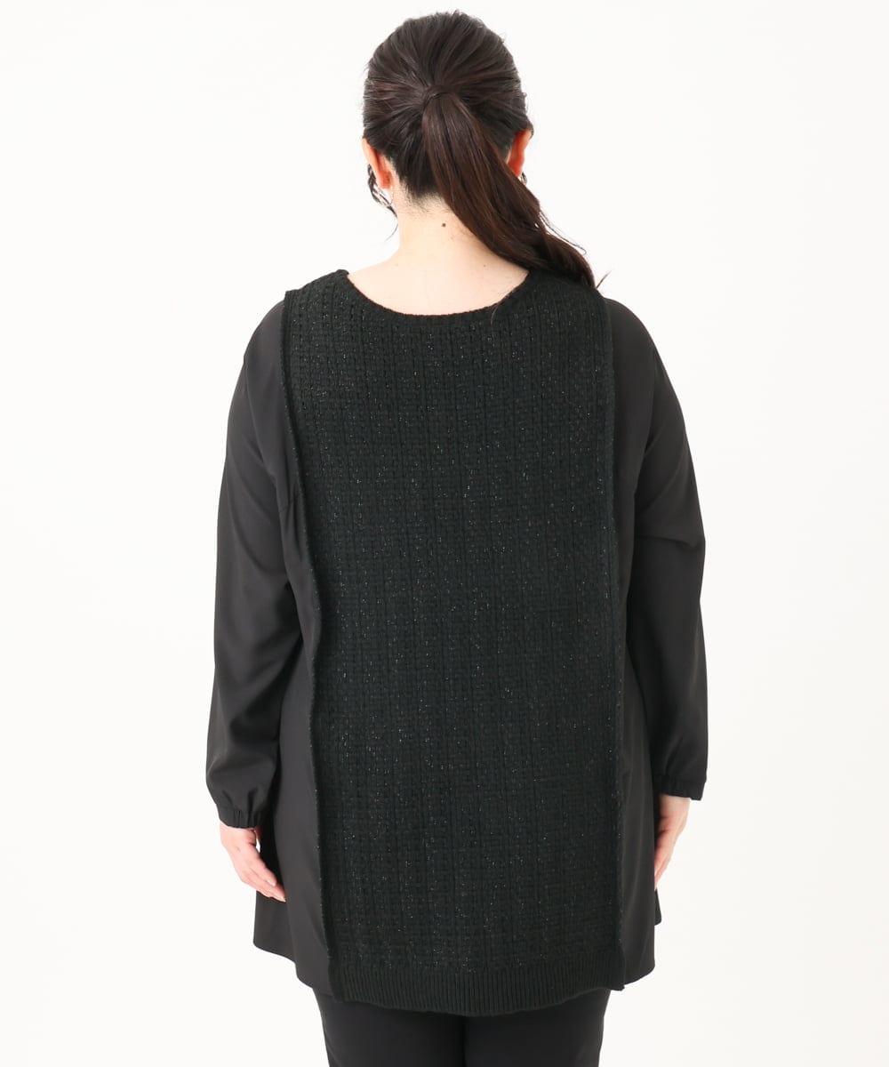 OLEBA07109 eur3(エウルキューブ) 【大きいサイズ/2way】ツイードコンビチュニック ブラック(94)