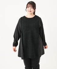 OLEBA07109 eur3(エウルキューブ) 【大きいサイズ/2way】ツイードコンビチュニック ブラック(94)
