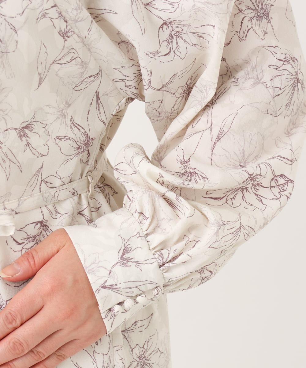 OLEBA15139 eur3(エウルキューブ) 【大きいサイズ】フラワープリントワンピース アイボリー(80)