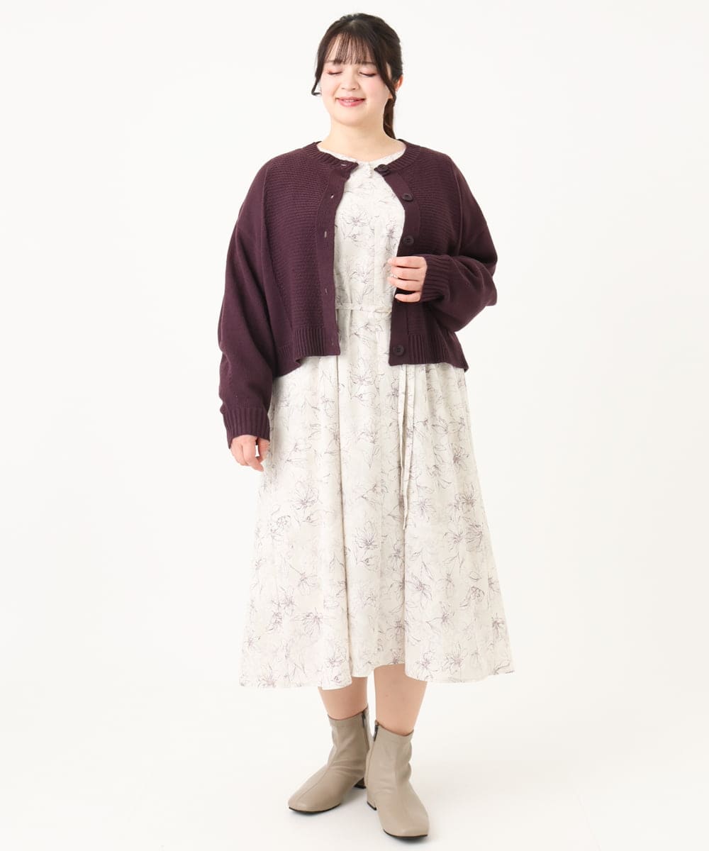 OLEBA15139 eur3(エウルキューブ) 【大きいサイズ】フラワープリントワンピース アイボリー(80)