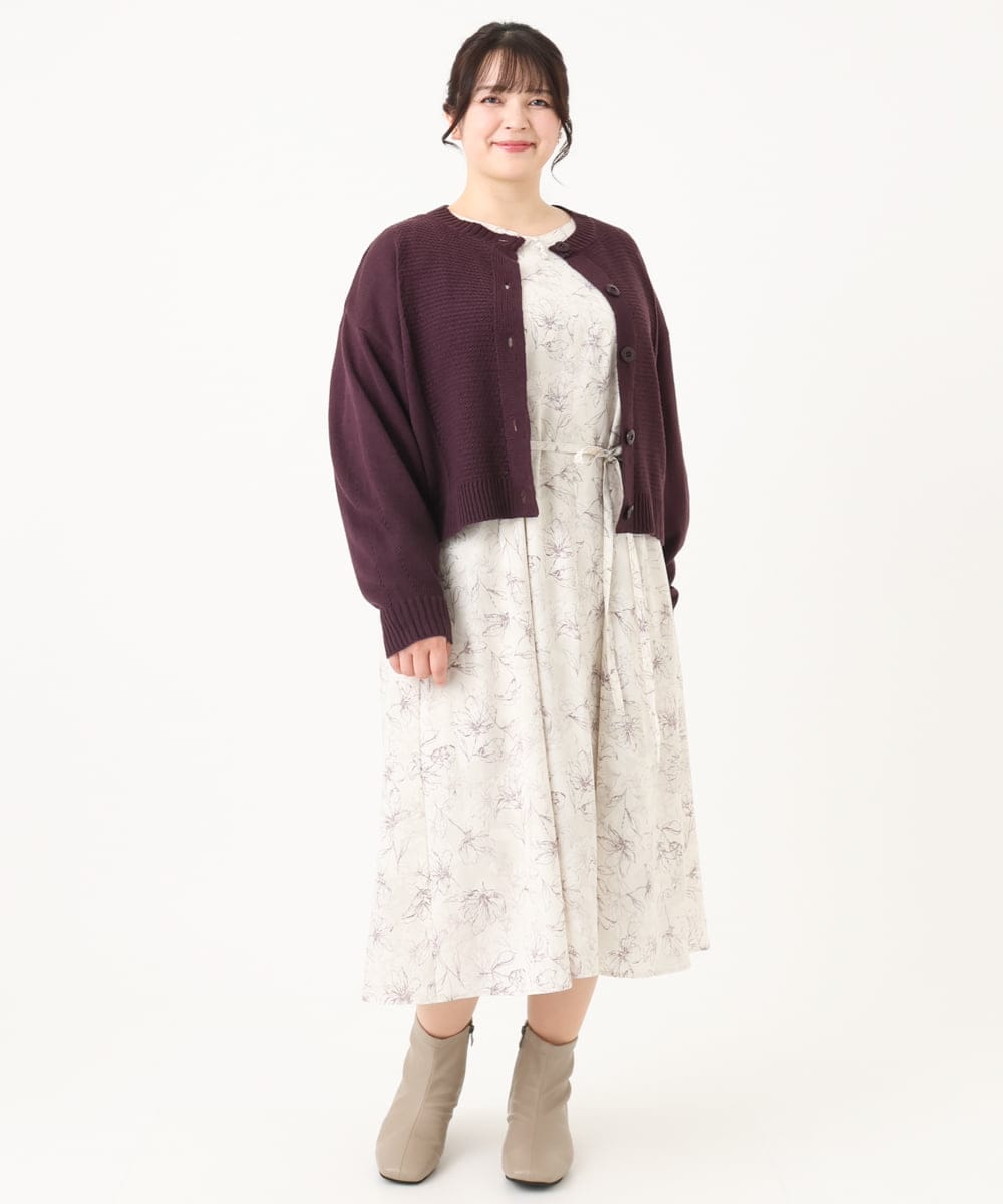 OLEBA15139 eur3(エウルキューブ) 【大きいサイズ】フラワープリントワンピース アイボリー(80)
