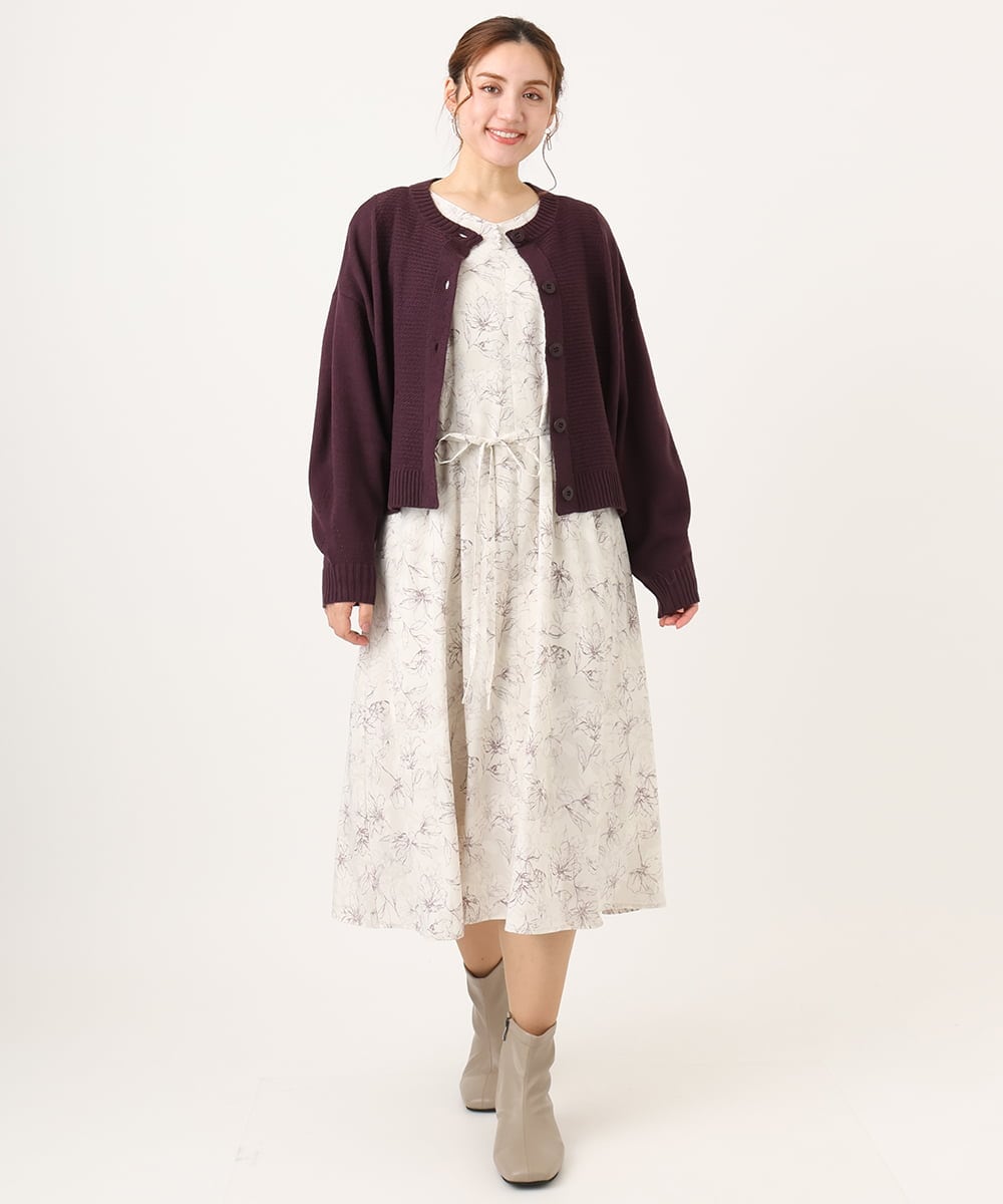 OLEBA15139 eur3(エウルキューブ) 【大きいサイズ】フラワープリントワンピース アイボリー(80)