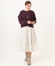 OLEBA15139 eur3(エウルキューブ) 【大きいサイズ】フラワープリントワンピース アイボリー(80)