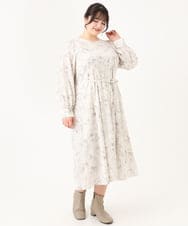 OLEBA15139 eur3(エウルキューブ) 【大きいサイズ】フラワープリントワンピース アイボリー(80)