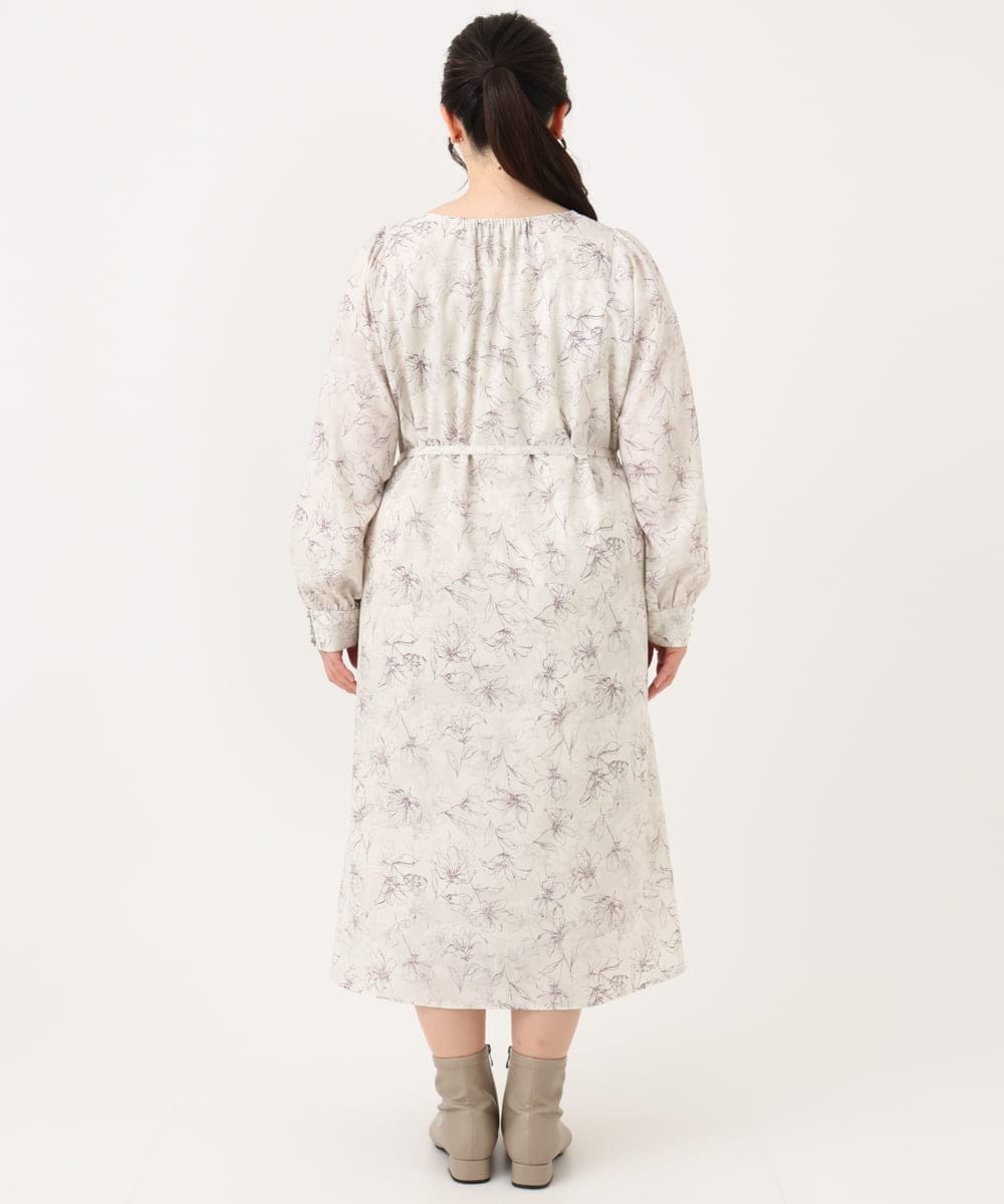 OLEBA15139 eur3(エウルキューブ) 【大きいサイズ】フラワープリントワンピース アイボリー(80)