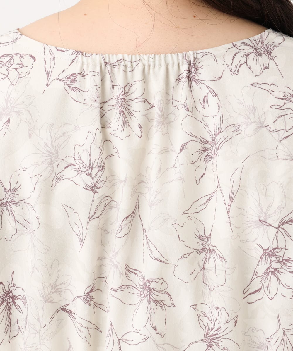OLEBA15139 eur3(エウルキューブ) 【大きいサイズ】フラワープリントワンピース アイボリー(80)