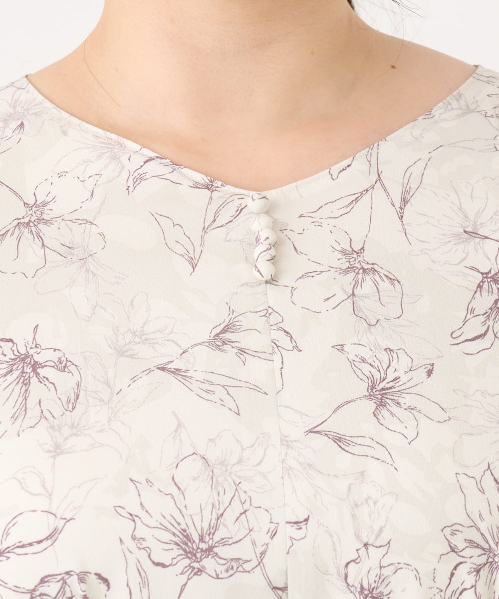 OLEBA15139 eur3(エウルキューブ) 【大きいサイズ】フラワープリントワンピース アイボリー(80)