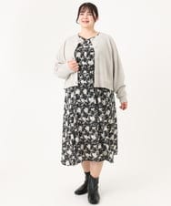 OLEBA15139 eur3(エウルキューブ) 【大きいサイズ】フラワープリントワンピース ブラック(94)