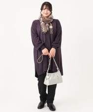OLEBA27089 eur3(エウルキューブ) 【大きいサイズ/洗える】Vネックニットチュニック パープル(63)