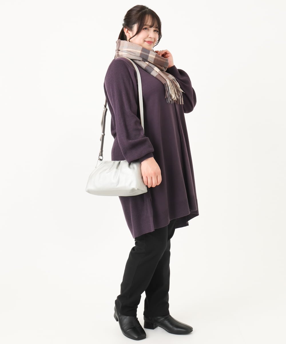 OLEBA27089 eur3(エウルキューブ) 【大きいサイズ/洗える】Vネックニットチュニック パープル(63)